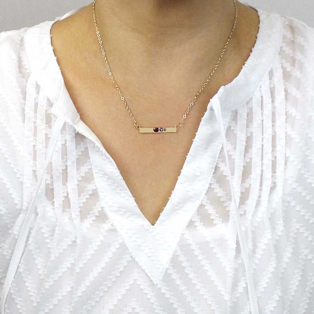 Birthstone Vertical Bar Necklace - Coorabell Crafts