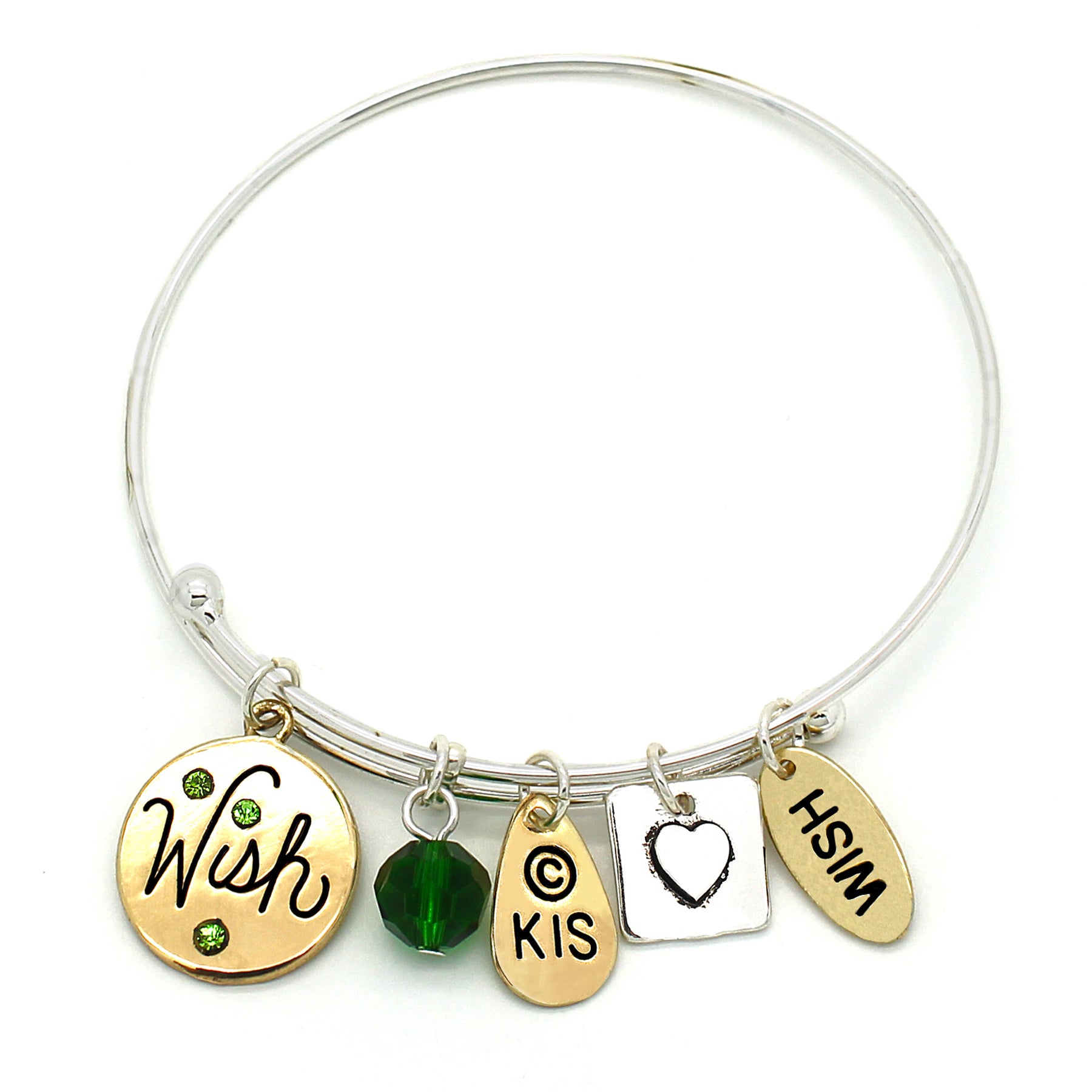 8.5mm | Four Leaf Clover Charm Bangle Bracelet | One Piece