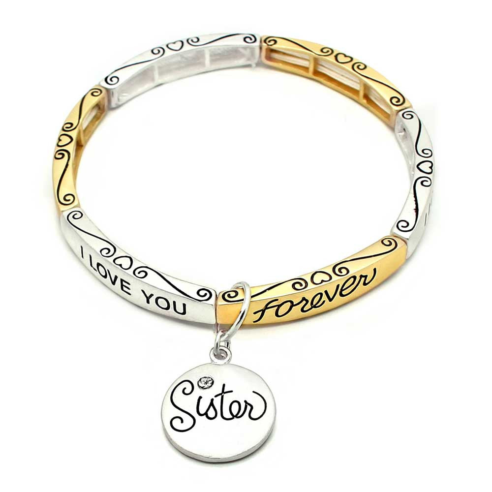 Crystal Pull Chain Bracelet With Word Believe - KIS Jewelry