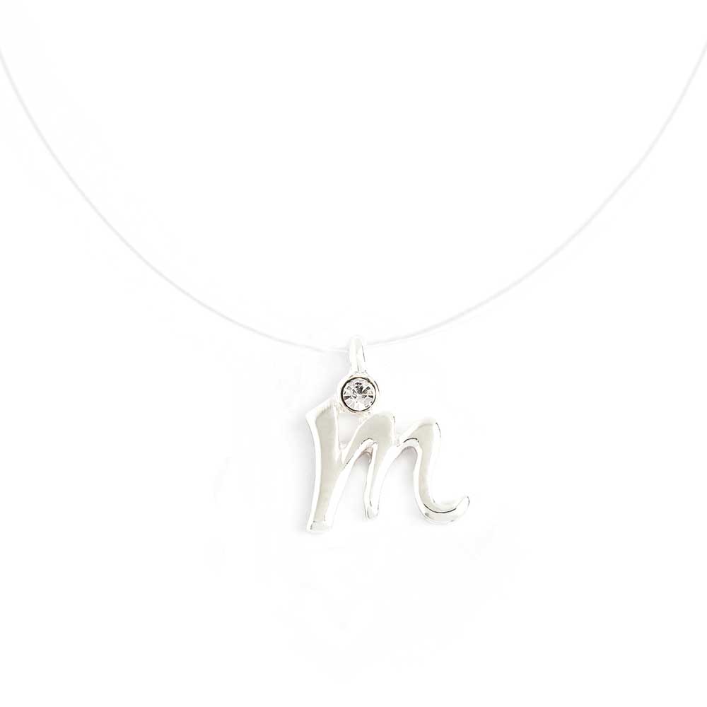 Sterling Silver M Letter Initial Alphabet 925 Silver Necklace, 15 inches  with extender - Walmart.com