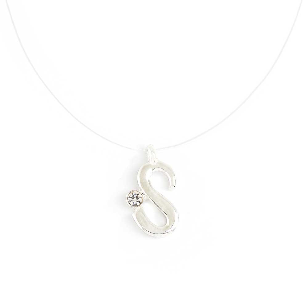 Invisible Necklace With Initial S  Script Initial Pendant Necklace - KIS  Jewelry