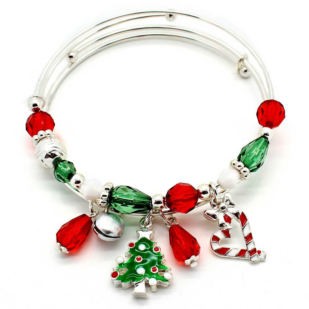 Don't AsK Red & Silvertone Christmas Charm Bracelet