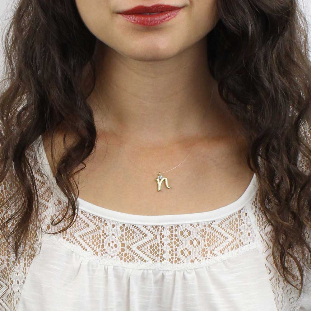 Buy Gold Plated N- Initial Pendant Necklace by MNSH Online at Aza Fashions.